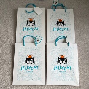 Jellycat shopping bag tote blue white limited edition set of 4